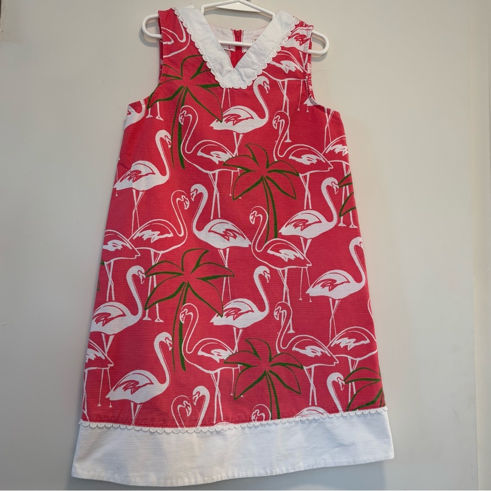 Gymboree 2011 Pink Flamingo Print Sleeveless Shift Dress Girl Size 9